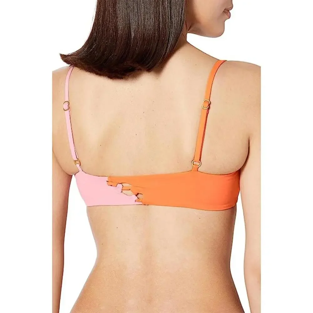 L*Space Solstice Top Women XS Multicolor Tangerine Guava Stretch Swimwear NLW195